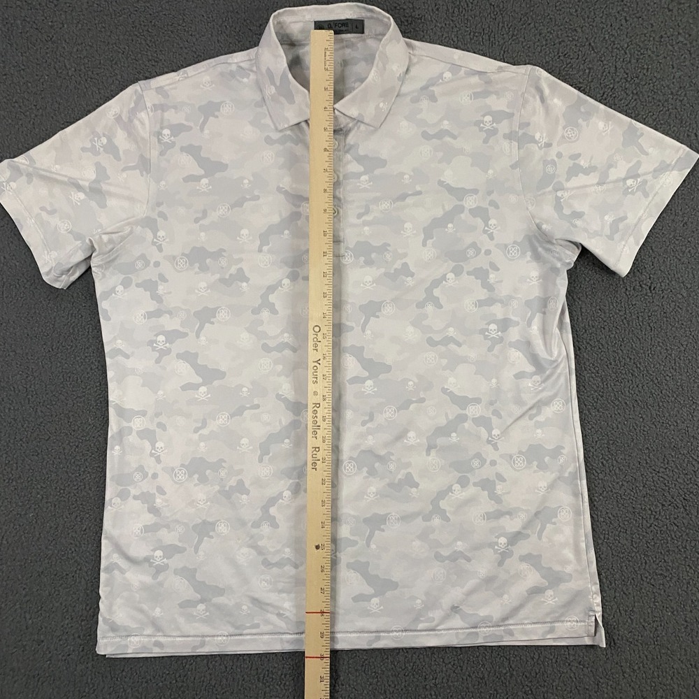 GFORE Polo Shirt Men Large Stretch Performance Golf Short Sleeve Camo Skull Gray - Picture 4 of 9